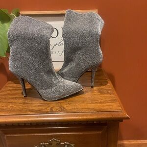 Silver Glitter Boots Medium